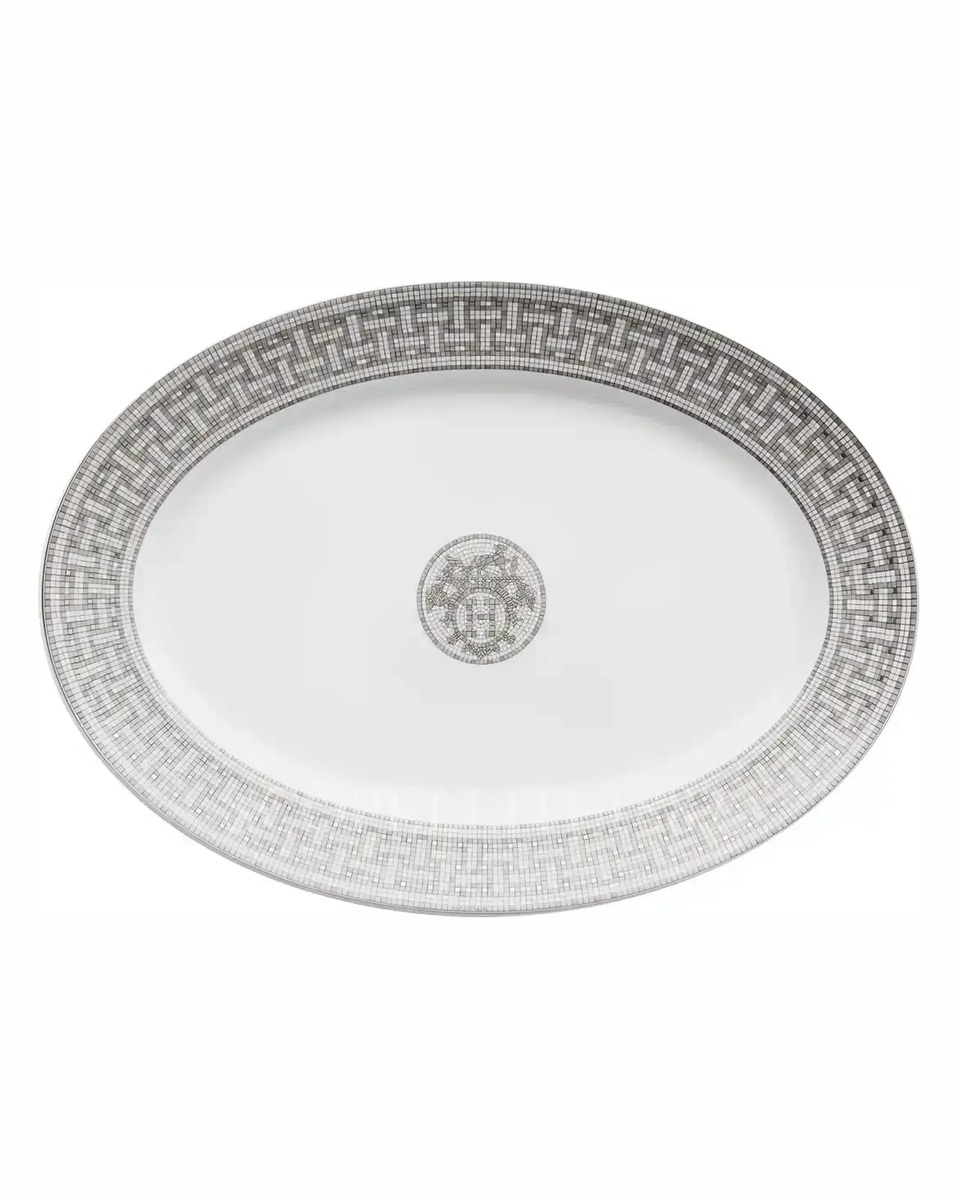 에르메스 Mosaique au 24 Platinum Large Oval Platter 035050P