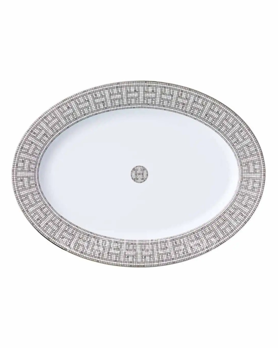 에르메스 Mosaique au 24 Platinum Small Oval Platter 035027P