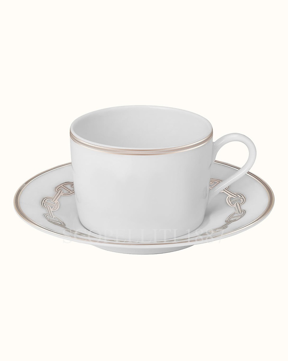 에르메스 2 tea cup and saucer Chaine d'ancre platine 004116P