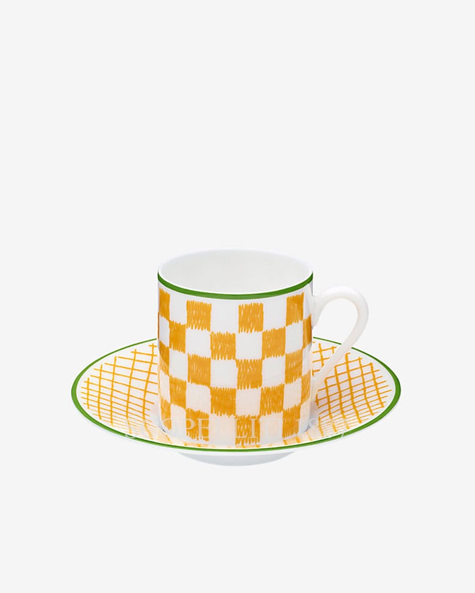 에르메스 Coffee Cup A walk in the Garden Yellow - Set of 2 043117Px2