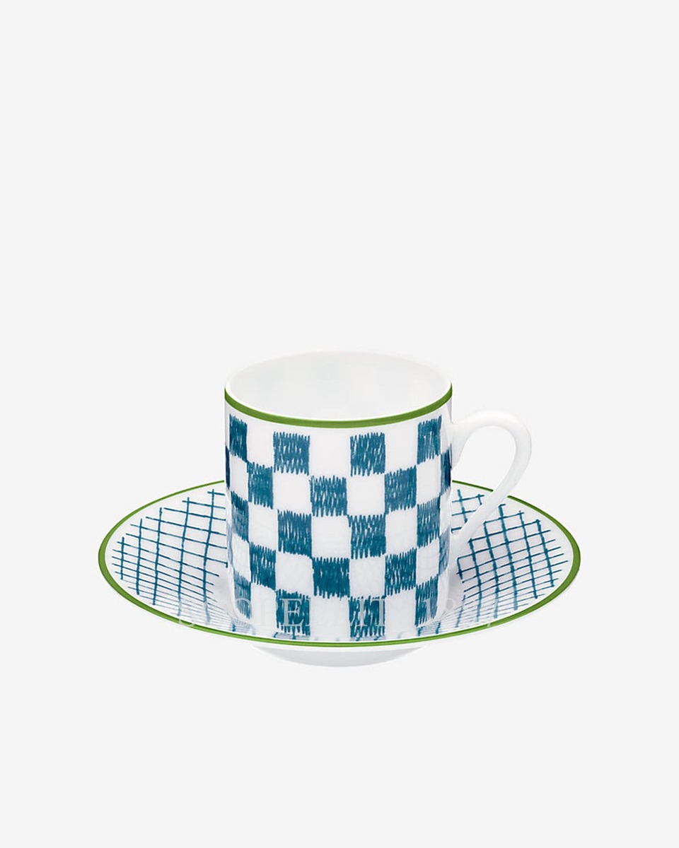 에르메스 Coffee Cup A walk in the Garden Blue - Set of 2 043017Px2