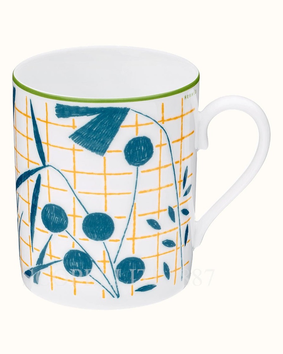에르메스 A Walk in the Garden Mug Blue 043031P