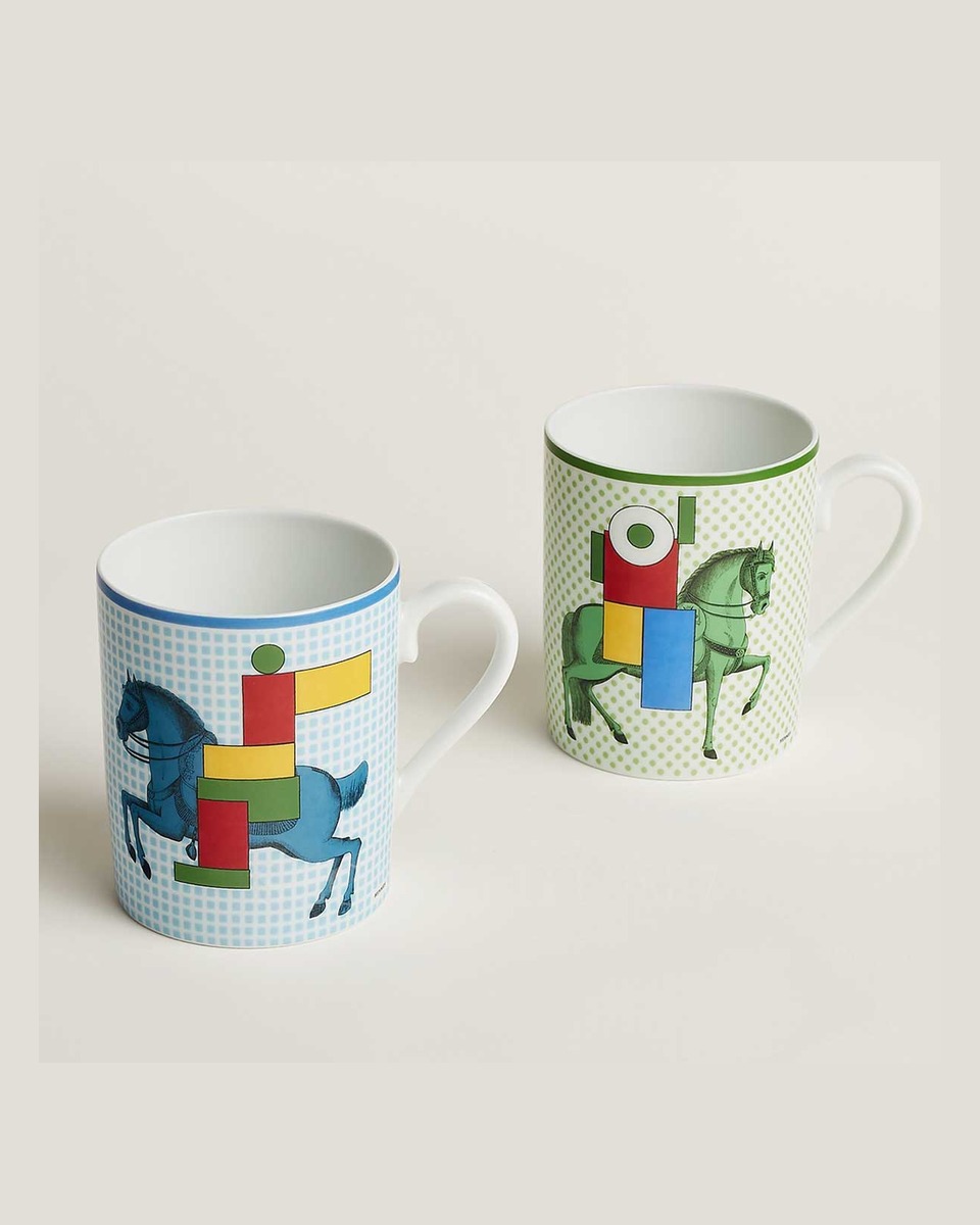 에르메스 Cavalier en Formes Set of 2 Mugs P059431P