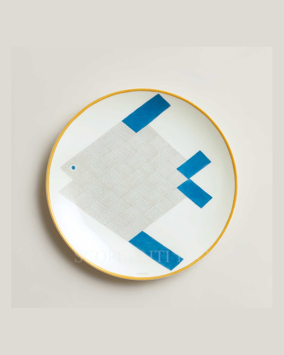에르메스 Dessert Plate Animaux Nattes Fish P058207P