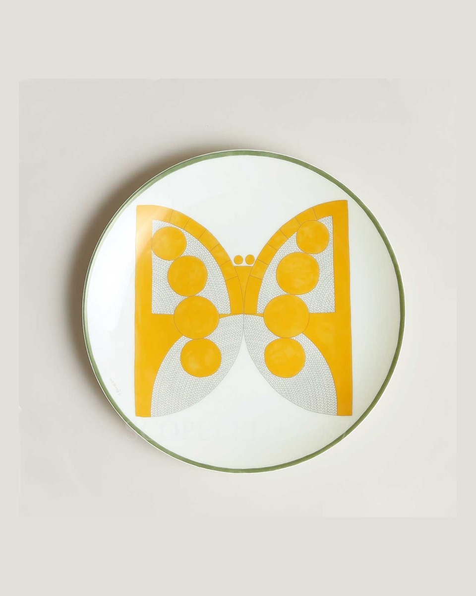 에르메스 Dessert Plate Animaux Nattes Butterfly P058107P