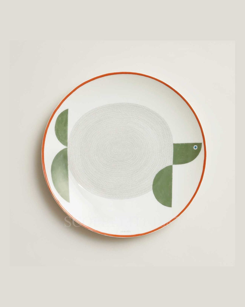 에르메스 Dessert Plate Animaux Nattes Turtle P058307P