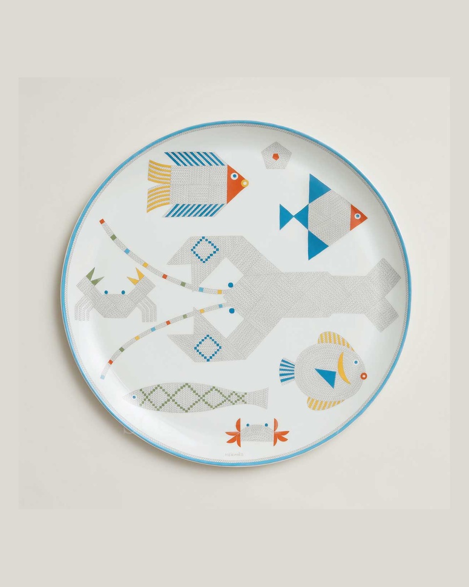 에르메스 Tart Platter Animaux Nattes P058022P