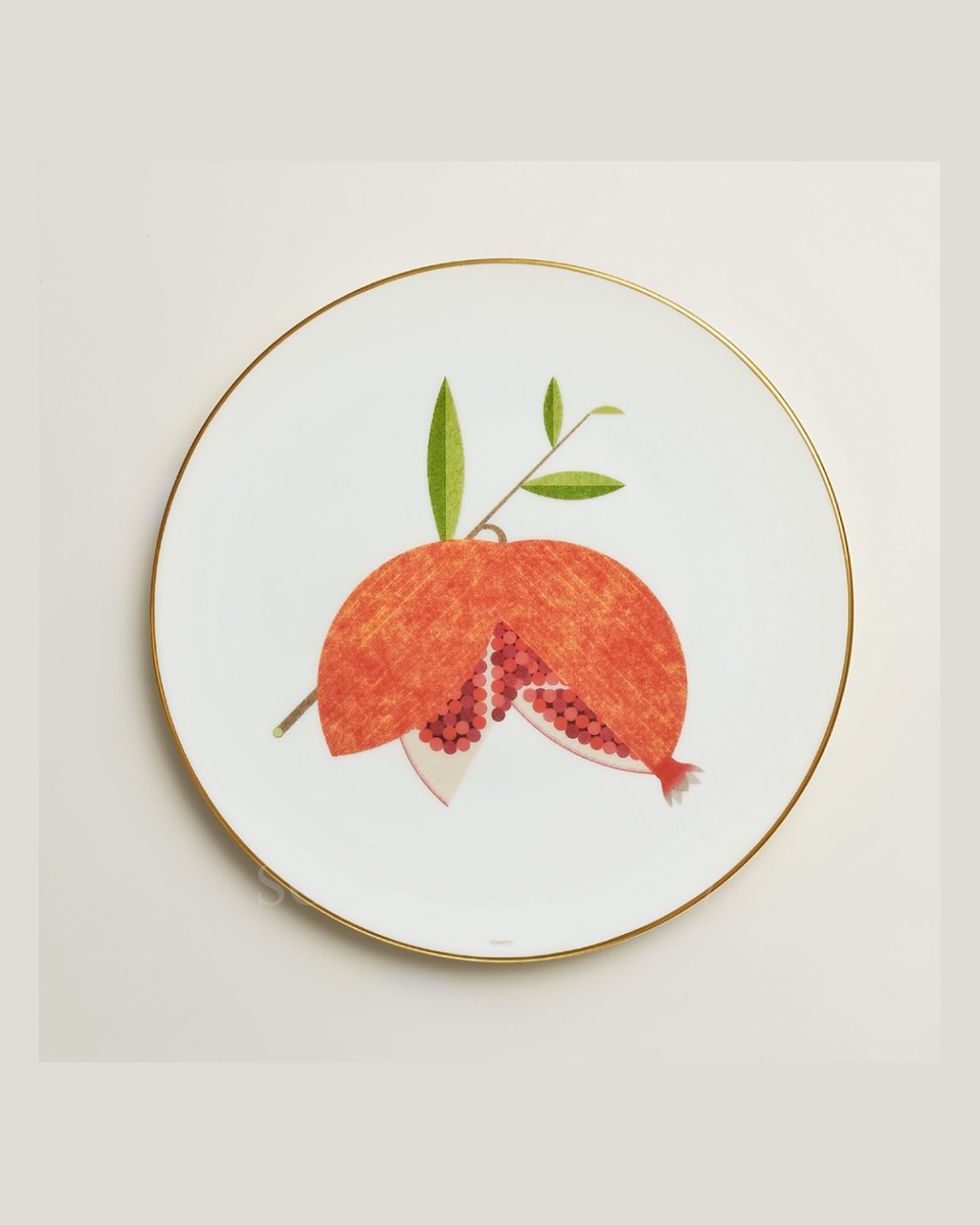 에르메스 Kaorumi Dessert Plate Pomegranate 061707P