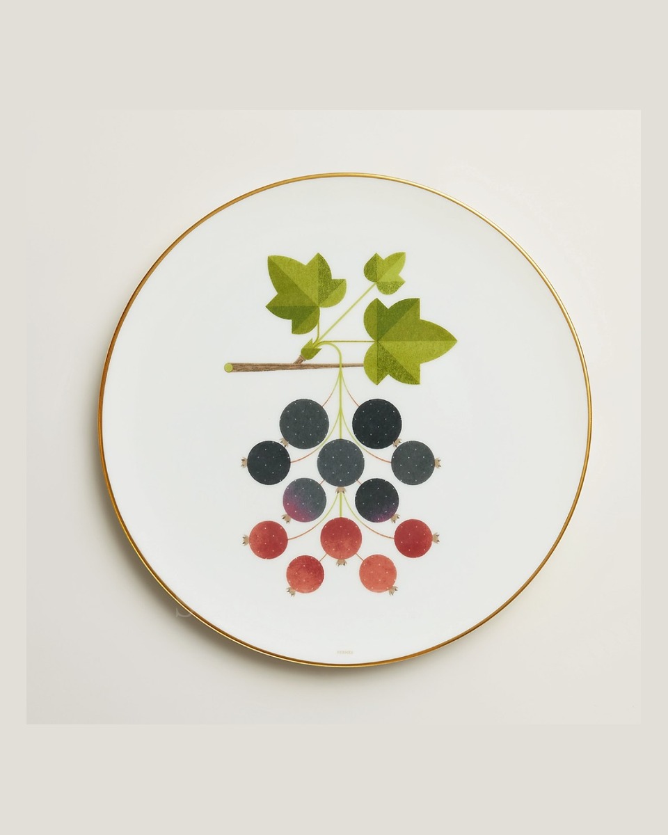 에르메스 Kaorumi Dessert Plate Blackcurrant 061307P