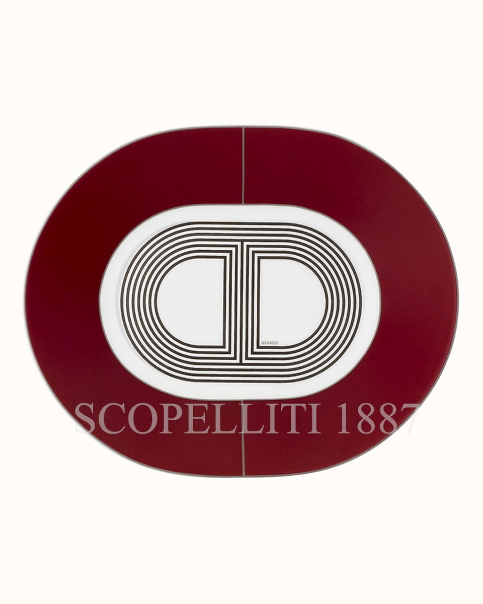 에르메스 Small Oval Plate Red Rallye 24 032207P