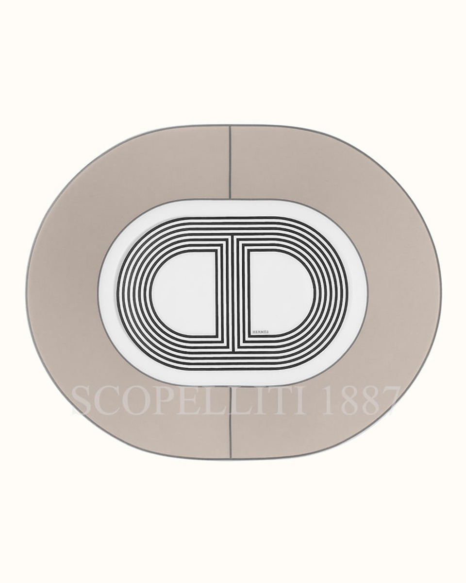 에르메스 Small Oval Plate Grey Rallye 24 032007P