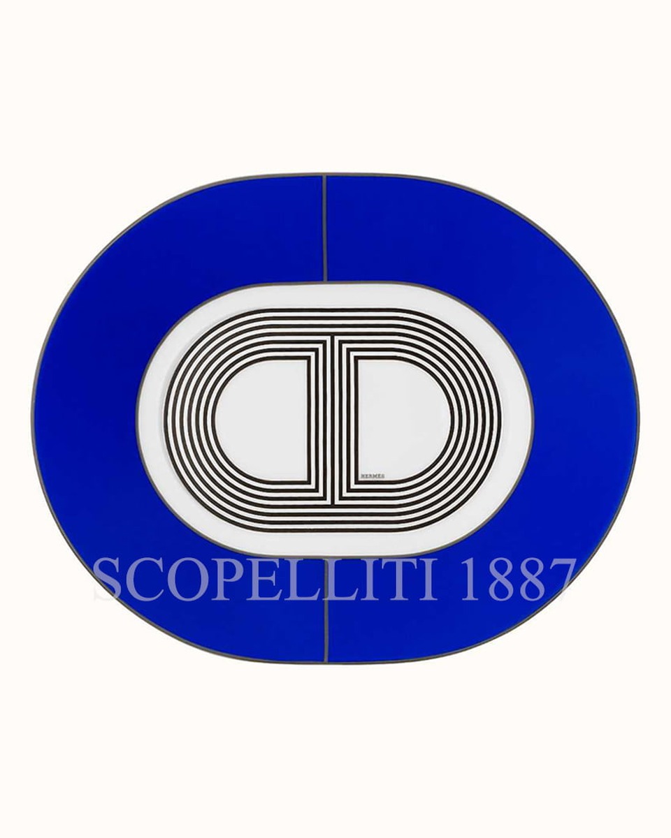 에르메스 Small Oval Plate Blue Rallye 24 032307P