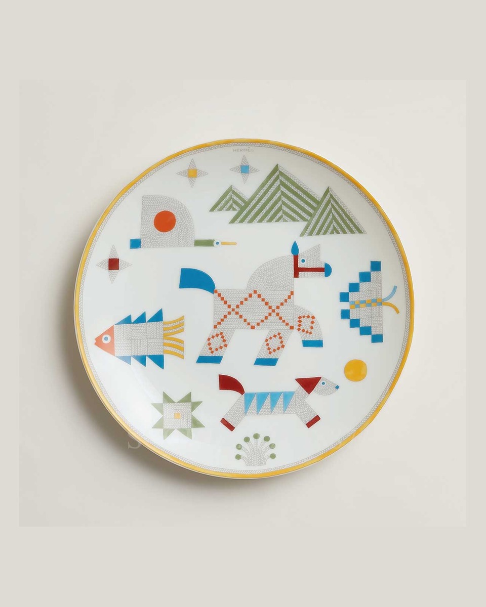 에르메스 Dessert Plate Animaux Nattes P058007P 1/3