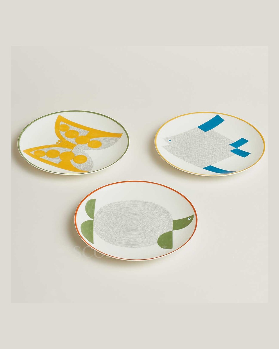 에르메스 Dessert Plate Animaux Nattes - Set of 3 P058407P 1/4