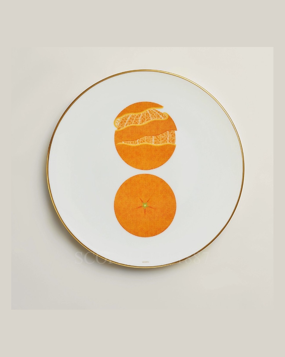 에르메스 Kaorumi Dessert Plate Orange 061907P 1/2