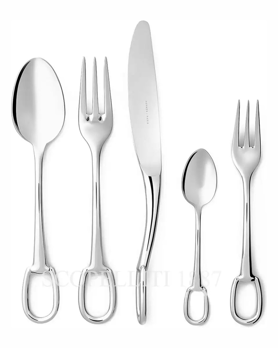 에르메스 Attelage 5-Piece Stainless Steel Flatware 006001P + 006002P + 006003P + 006012P + 006008P 1/3