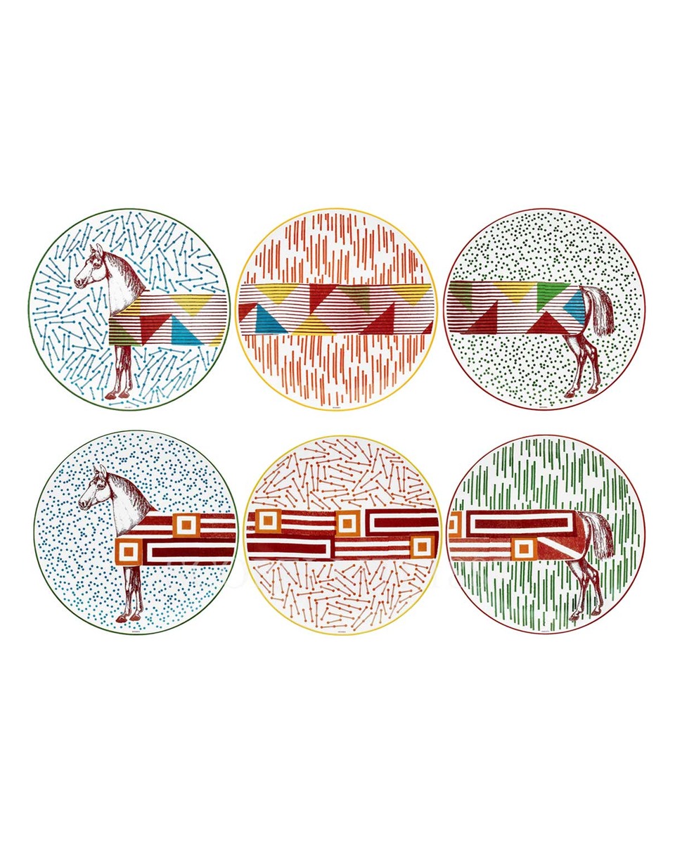 에르메스 Hippomobile Set of 6 Dessert Plates 048007P+107P+207P+307P+407P+507P