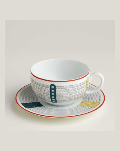 에르메스 Breakfast Cup and Saucer Tressages Equestres - Set of 2 057015P x 2