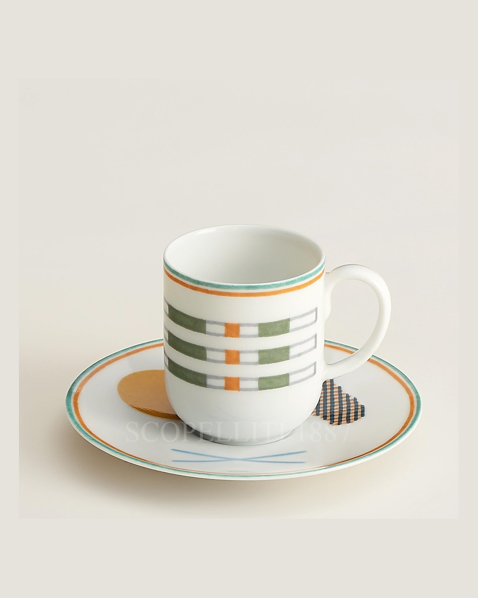 에르메스 Coffee Cup and Saucer Saut - Set of 2 055017P x 2