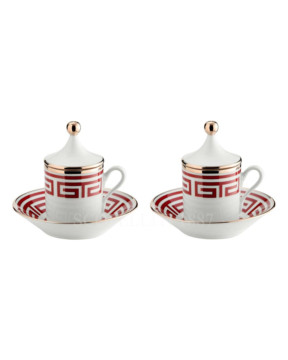 GINORI 1735 Gift Set of 2 커피잔S with Lid Labirinto 블루 Ginori 1735 Gift Set of 2 Coffee Cups with Lid Labirinto Blue 01020