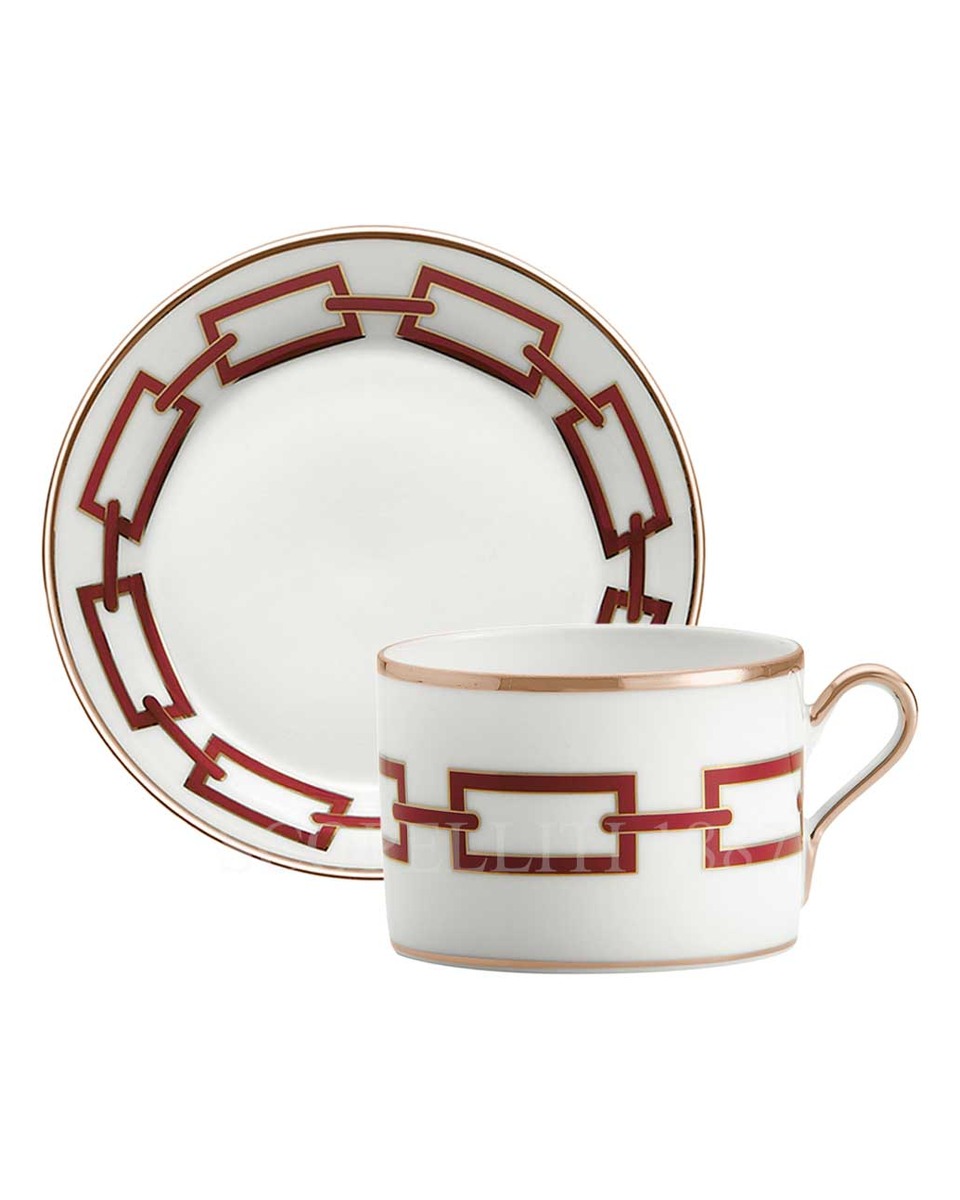 GINORI 1735 Ginori 티 컵앤소서 Catene Red Ginori 1735 Ginori Tea Cup and Saucer Catene Red 01024
