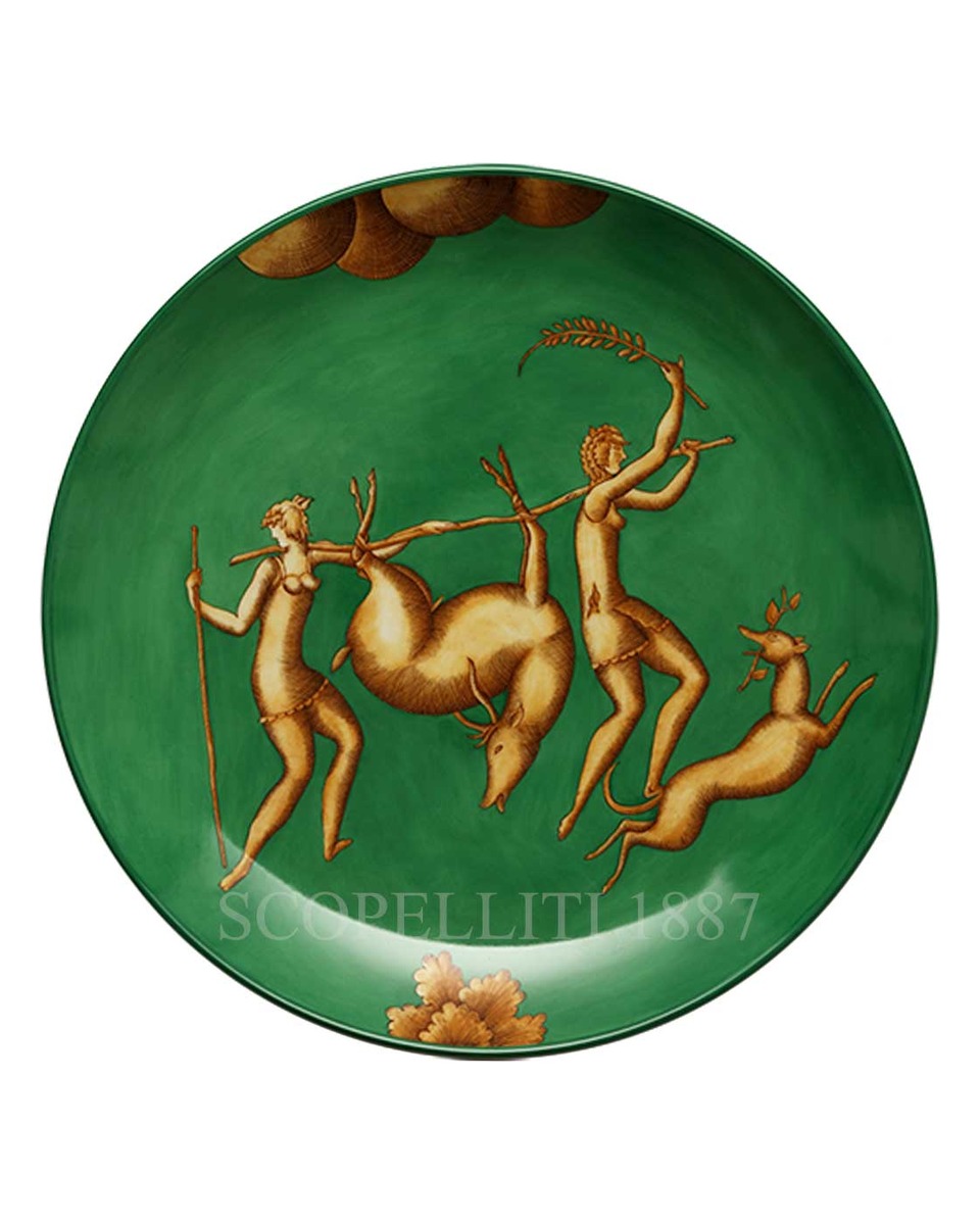 GINORI 1735 Ginori Gio Ponti 접시 Trasporto del Daino La Venatoria 그린 Ginori 1735 Ginori Gio Ponti Plate Trasporto del Daino La Venatoria Green 01175
