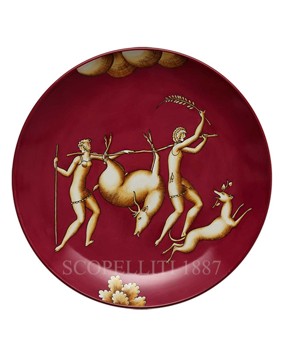 GINORI 1735 Ginori Gio Ponti 접시 Trasporto del Daino La Venatoria Red Ginori 1735 Ginori Gio Ponti Plate Trasporto del Daino La Venatoria Red 01176