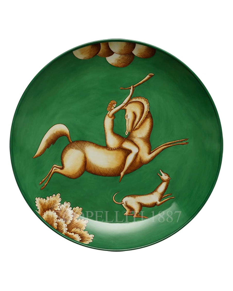 GINORI 1735 Ginori Gio Ponti 접시 Amazzone con Corno La Venatoria 그린 Ginori 1735 Ginori Gio Ponti Plate Amazzone con Corno La Venatoria Green 01177