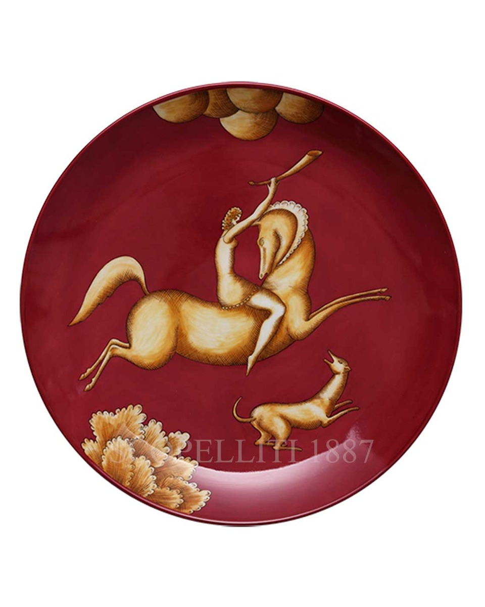 GINORI 1735 Ginori Gio Ponti 접시 Amazzone con Corno La Venatoria Red Ginori 1735 Ginori Gio Ponti Plate Amazzone con Corno La Venatoria Red 01178