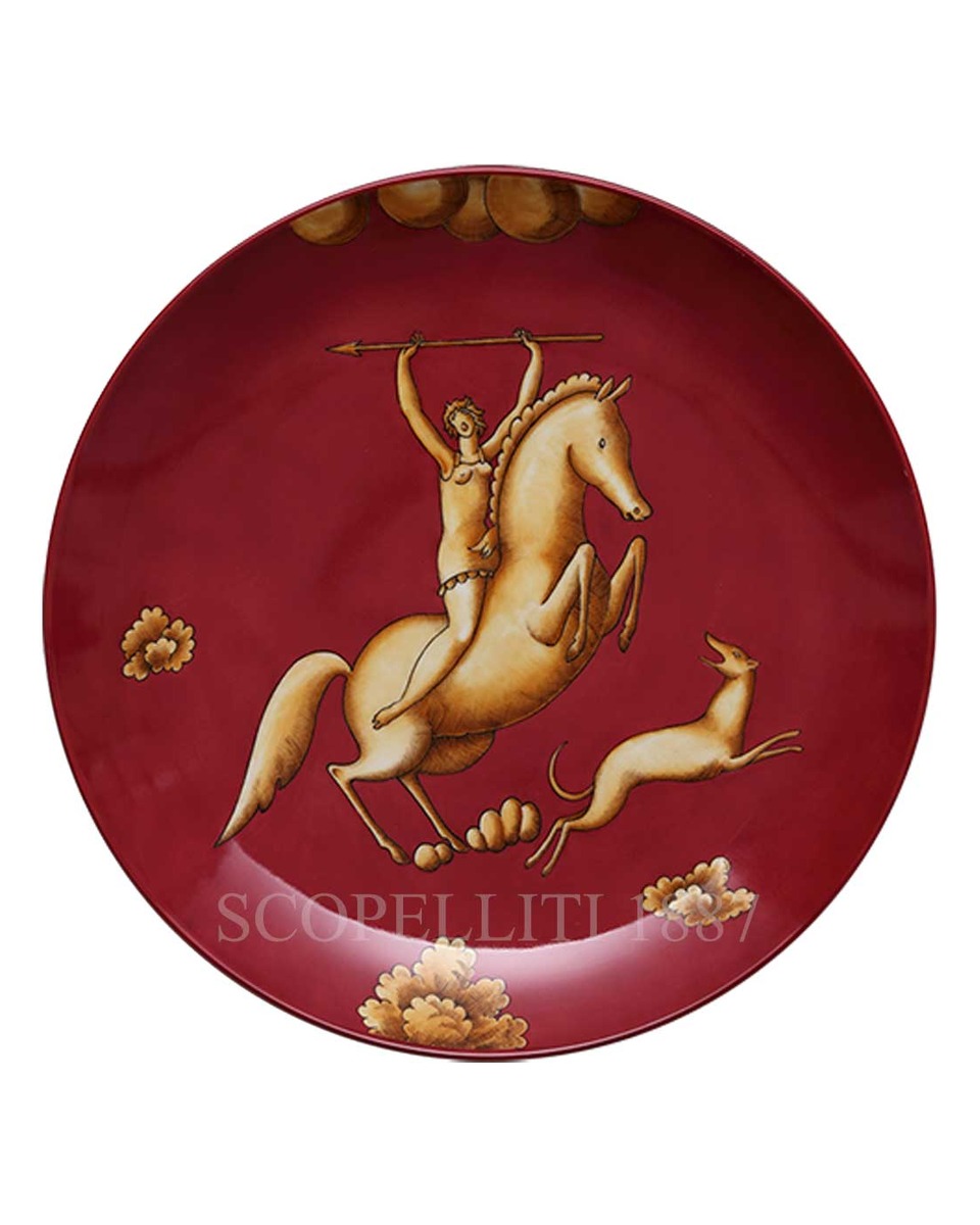 GINORI 1735 Ginori Gio Ponti 접시 Amazzone con Giavellotto La Venatoria Red Ginori 1735 Ginori Gio Ponti Plate Amazzone con Giavellotto La Venatoria Red 01180