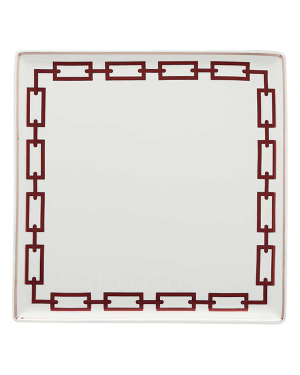 GINORI 1735 Ginori 사각 스퀘어 접시 라지 Catene Red Ginori 1735 Ginori Square Plate Large Catene Red 01202