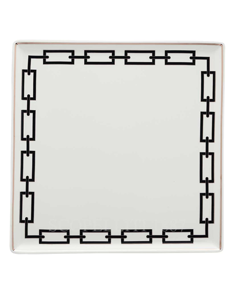 GINORI 1735 Ginori 사각 스퀘어 접시 라지 Catene 블랙 Ginori 1735 Ginori Square Plate Large Catene Black 01219