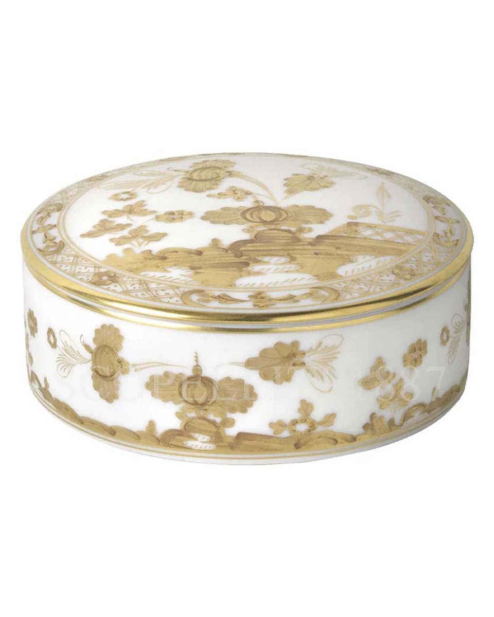 GINORI 1735 Round Box With Lid 오리엔트E Italiano Vermiglio Ginori 1735 Round Box With Lid Oriente Italiano Vermiglio 01417