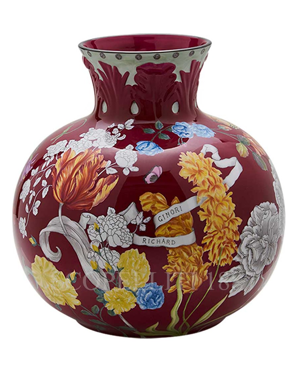 GINORI 1735 Ginori 화병 꽃병 Round 32 cm Giardino dell’Iris 퍼플 Ginori 1735 Ginori Vase Round 32 cm Giardino dell’Iris Purple 01497
