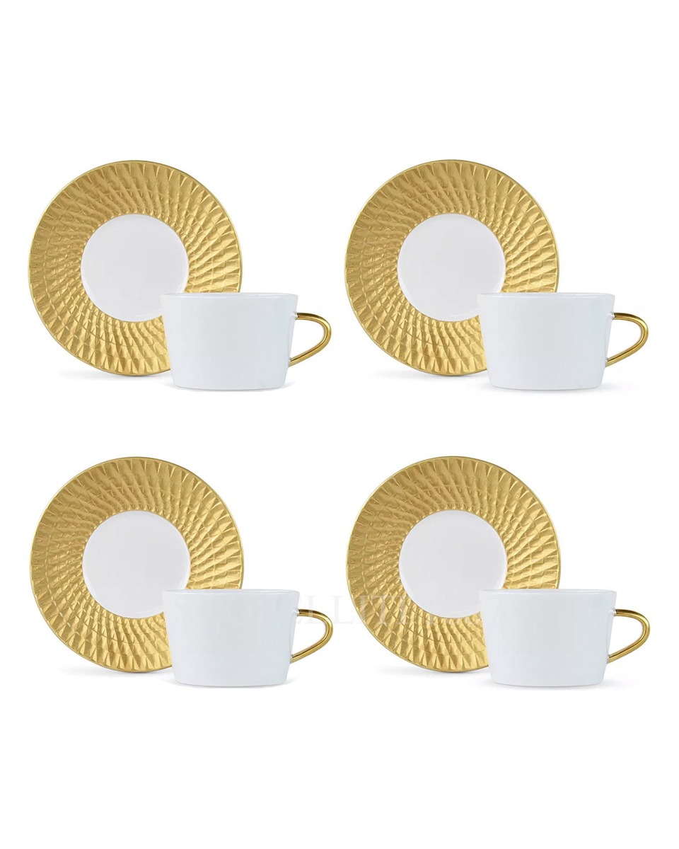 BERNARDAUD 4세트 구성 Tea Cups and 소서 Twist Again Bernardaud Set of four Tea Cups and Saucers Twist Again 01649