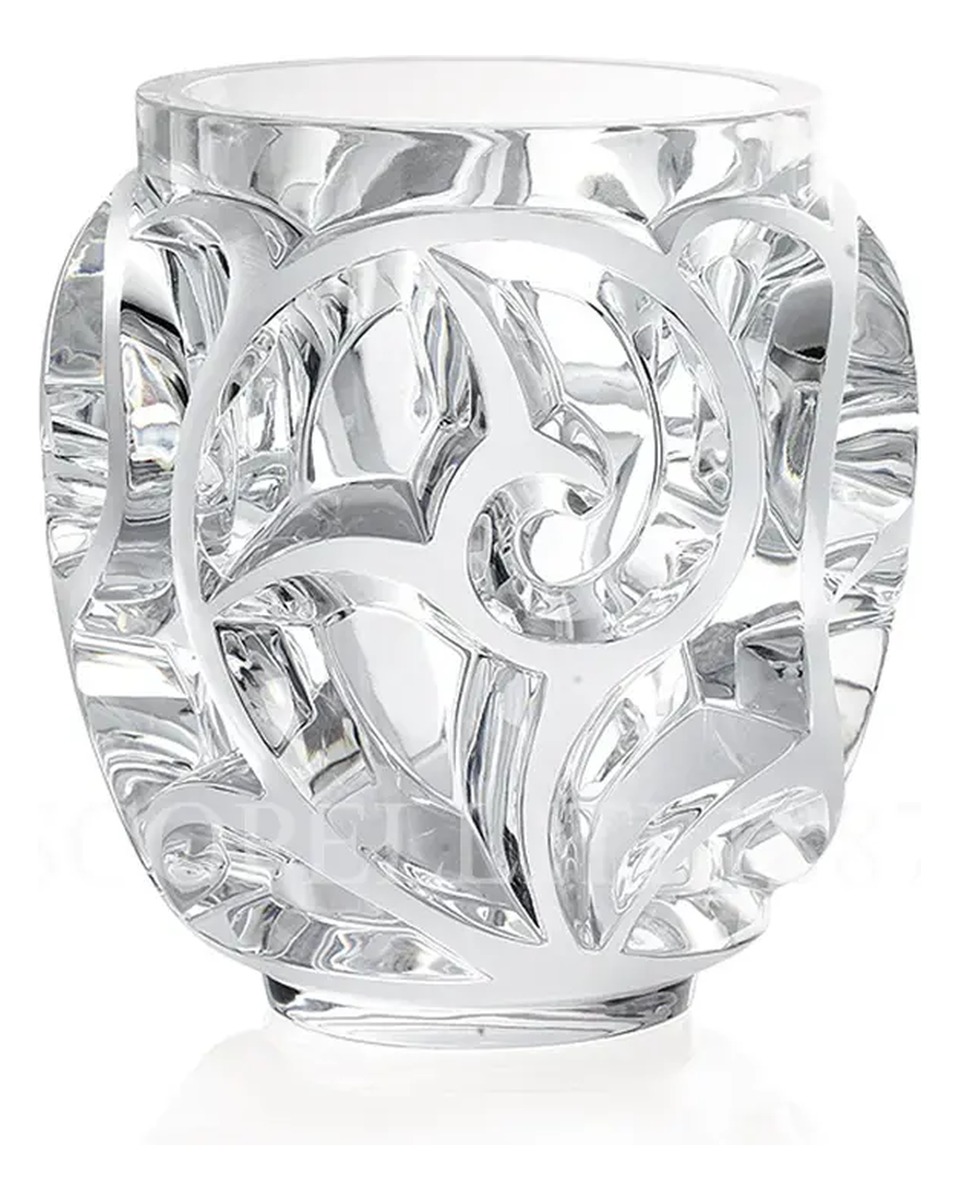 LALIQUE Tourbillons 화병 꽃병 Clear with 블루 Lalique Tourbillons Vase Clear with Blue 01791