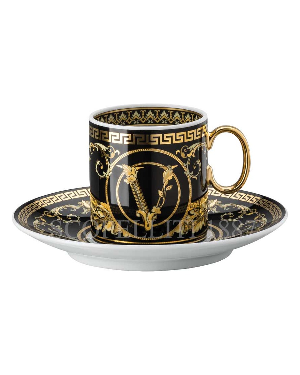 베르사체 Coffee 컵앤소서 Virtus Gala 블랙 Versace Coffee Cup and Saucer Virtus Gala Black 02007