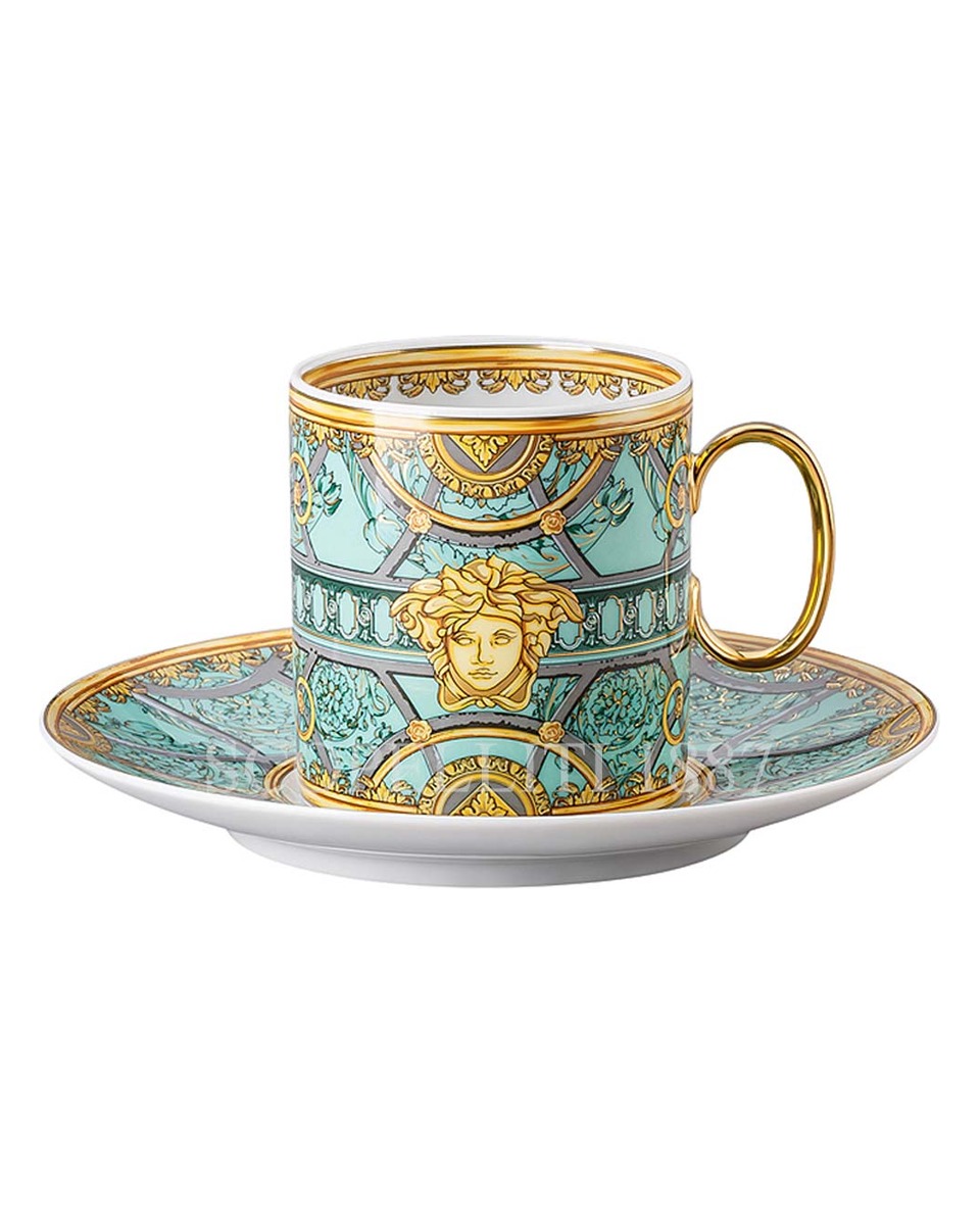 베르사체 Coffee 컵앤소서 Scala del Palazzo 그린 Versace Coffee Cup and Saucer Scala del Palazzo Green 02024