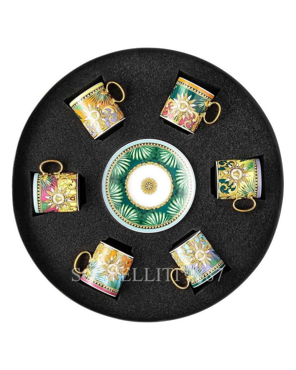 베르사체 Gift Set of 6 에스프레소 컵S and 소서 Jungle Animalier Versace Gift Set of 6 Espresso Cups and Saucers Jungle Animalier 02029