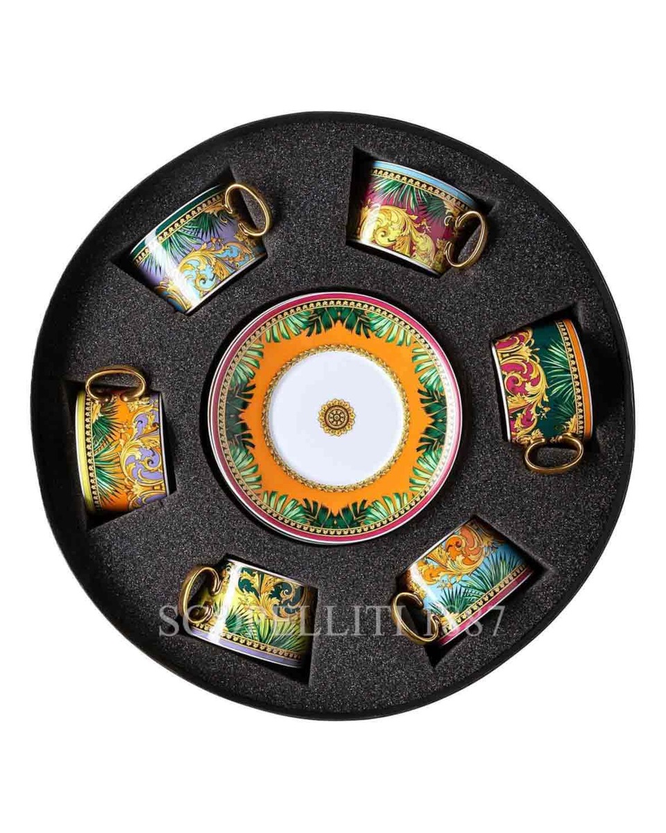 베르사체 Gift Set of 6 Tea Cups and 소서 Jungle Animalier Versace Gift Set of 6 Tea Cups and Saucers Jungle Animalier 02028