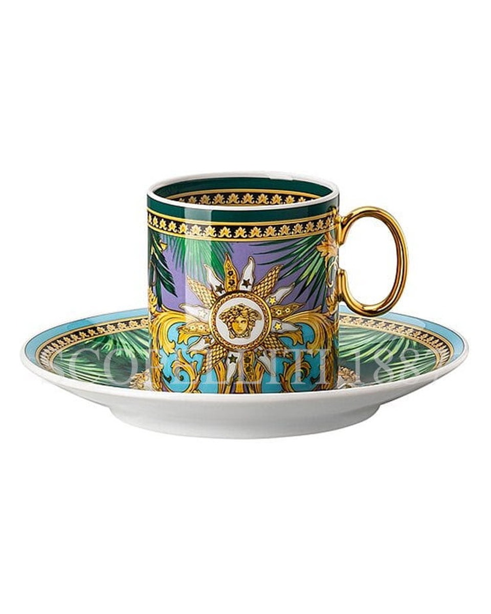 베르사체 Espresso 컵앤소서 Jungle Animalier 그린 Versace Espresso Cup and Saucer Jungle Animalier Green 02030