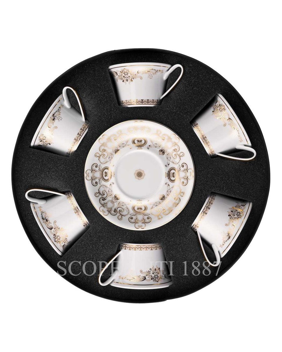 베르사체 6 Tea Cups and 소서 Gift Set 메두사 Gala 골드 Versace 6 Tea Cups and Saucers Gift Set Medusa Gala Gold 02056