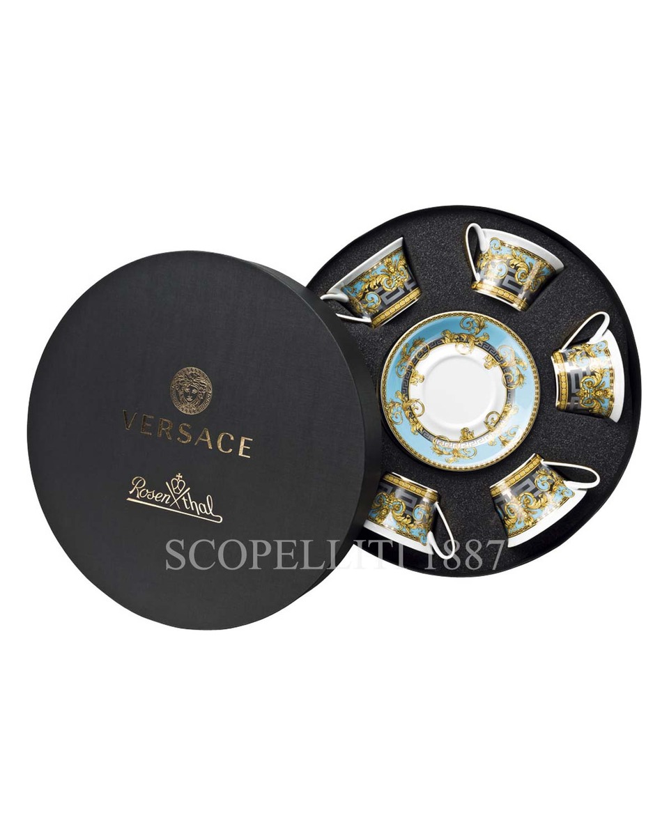 베르사체 Gift Set of 6 Tea Cups and 소서 Prestige Gala Le Bleu Versace Gift Set of 6 Tea Cups and Saucers Prestige Gala Le Bleu 02059