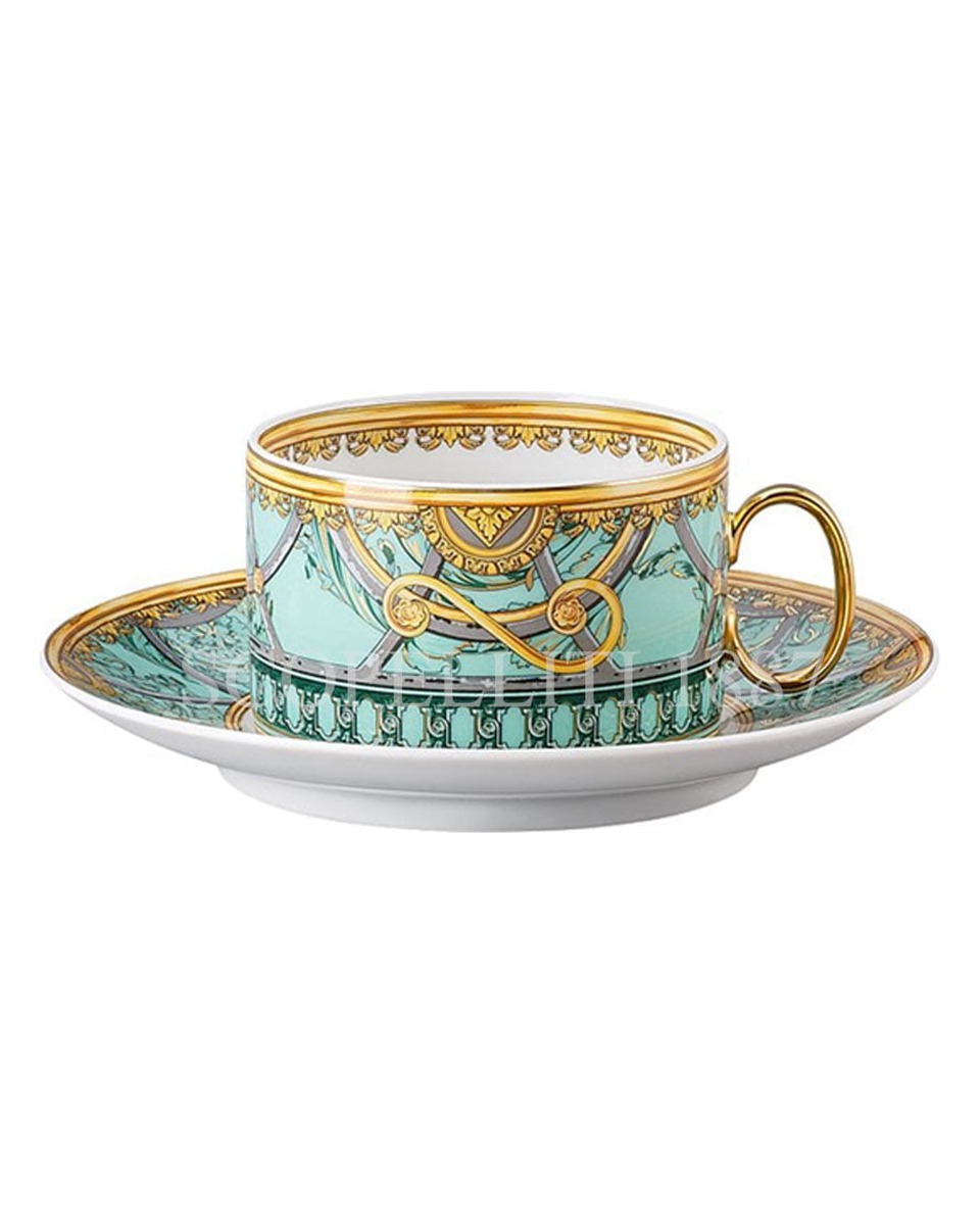 베르사체 티 컵앤소서 Scala del Palazzo 그린 Versace Tea Cup and Saucer Scala del Palazzo Green 02074