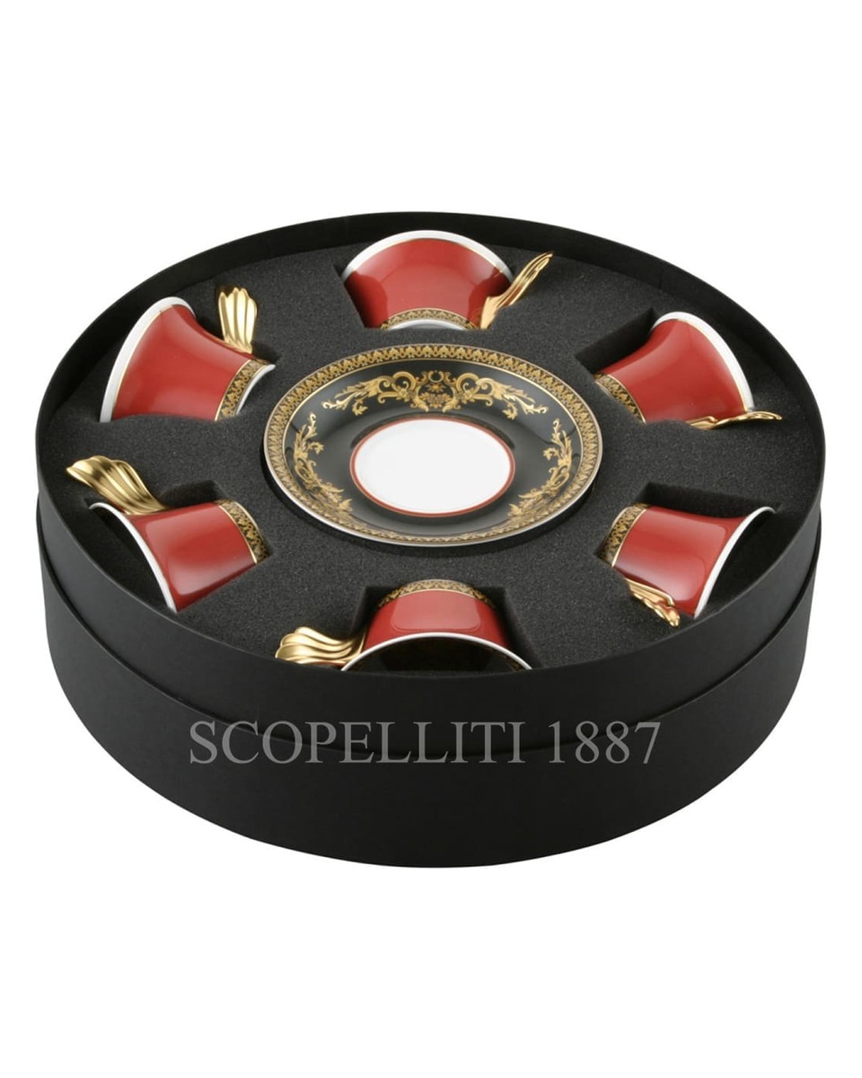 베르사체 gift set of 6 tea cups and 소서 메두사 Red Versace gift set of 6 tea cups and saucers Medusa Red 02076