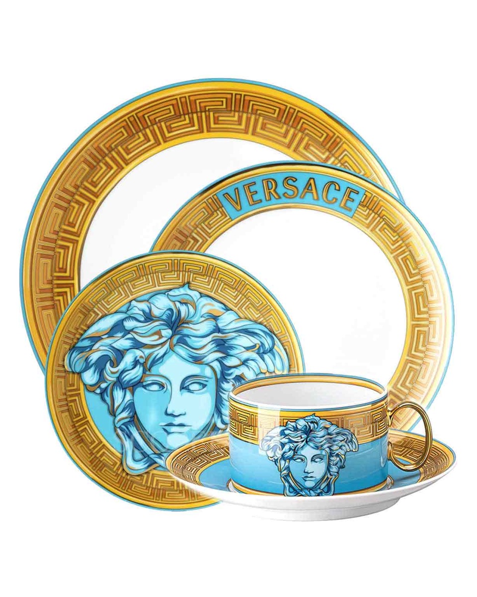 베르사체 New 메두사 Amplified 블루 Coin 5 피스 P레이스 Setting Versace New Medusa Amplified Blue Coin 5 Piece place Setting 02079