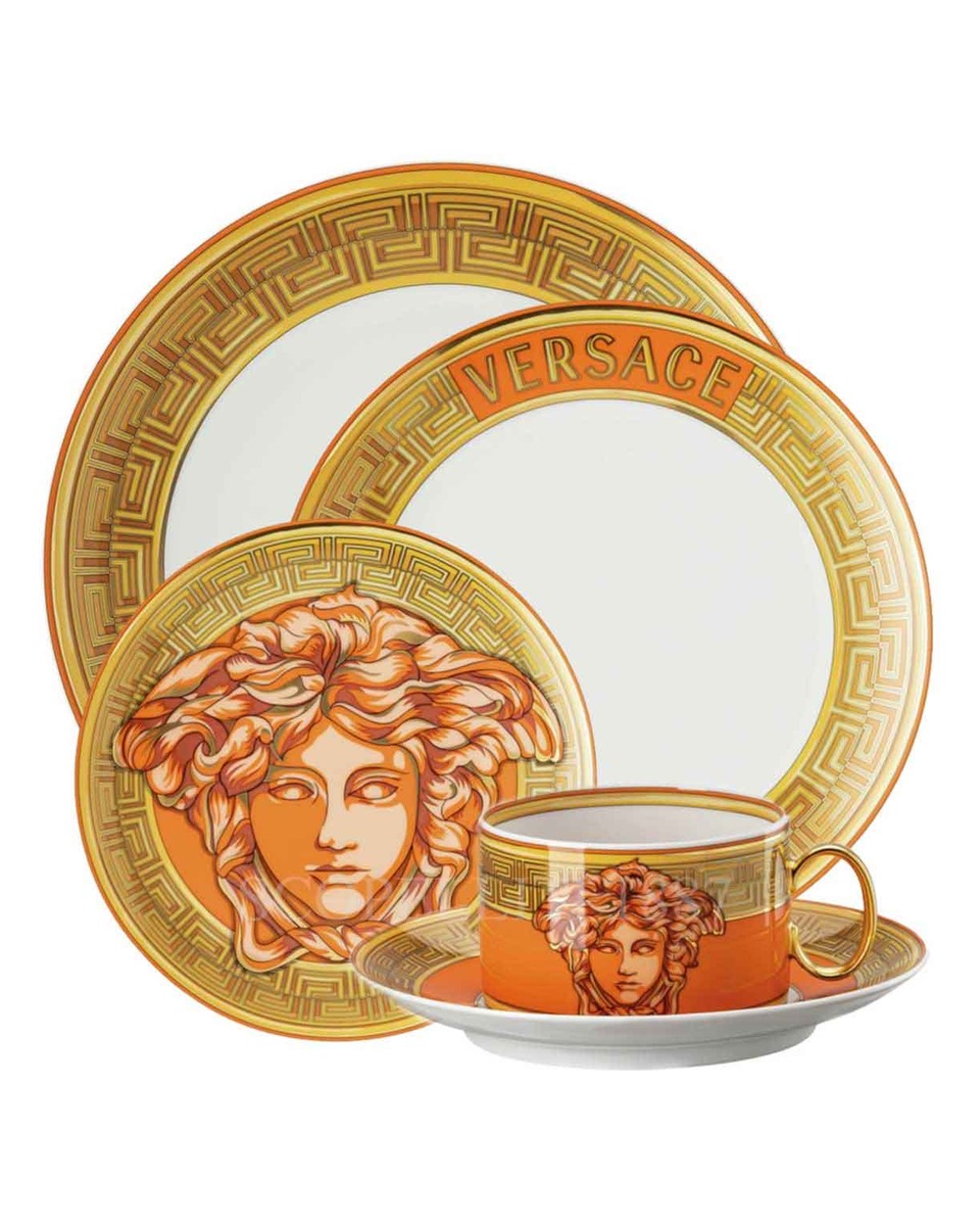 베르사체 New 메두사 Amplified 오렌지 Coin 5 피스 P레이스 Setting Versace New Medusa Amplified Orange Coin 5 Piece place Setting 02080