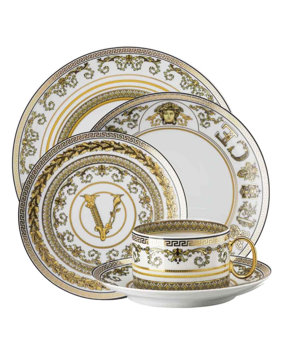 베르사체 New Virtus Gala 화이트 5 피스 P레이스 Setting Versace New Virtus Gala White 5 Piece place Setting 02084