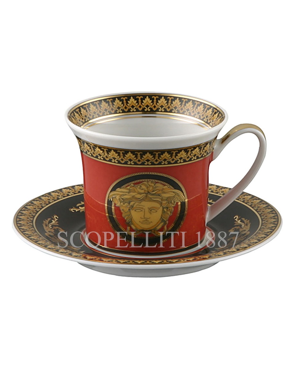 베르사체 Gift Set of 6 에스프레소 컵S and 소서 메두사 Red Versace Gift Set of 6 Espresso Cups and Saucers Medusa Red 02151