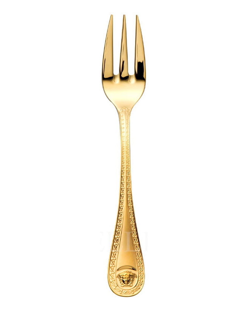 베르사체 케이크 Fork 메두사 커트러리 골드 접시 Versace Cake Fork Medusa Cutlery Gold Plated 02179